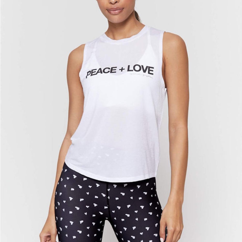 Spiritual Gangster Muscle Tank White Peace/Love Small